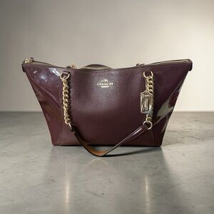 Coach Ava Chain Patent Pebbled Leather Purse Tote